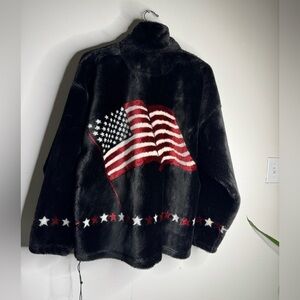 Bear Ridge plush fleece cozy American flag jacket